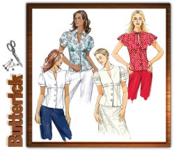 4985 EZ SS EMPIRE PRINCESS BUTTON COLLAR TOPS PATTERN 14-20